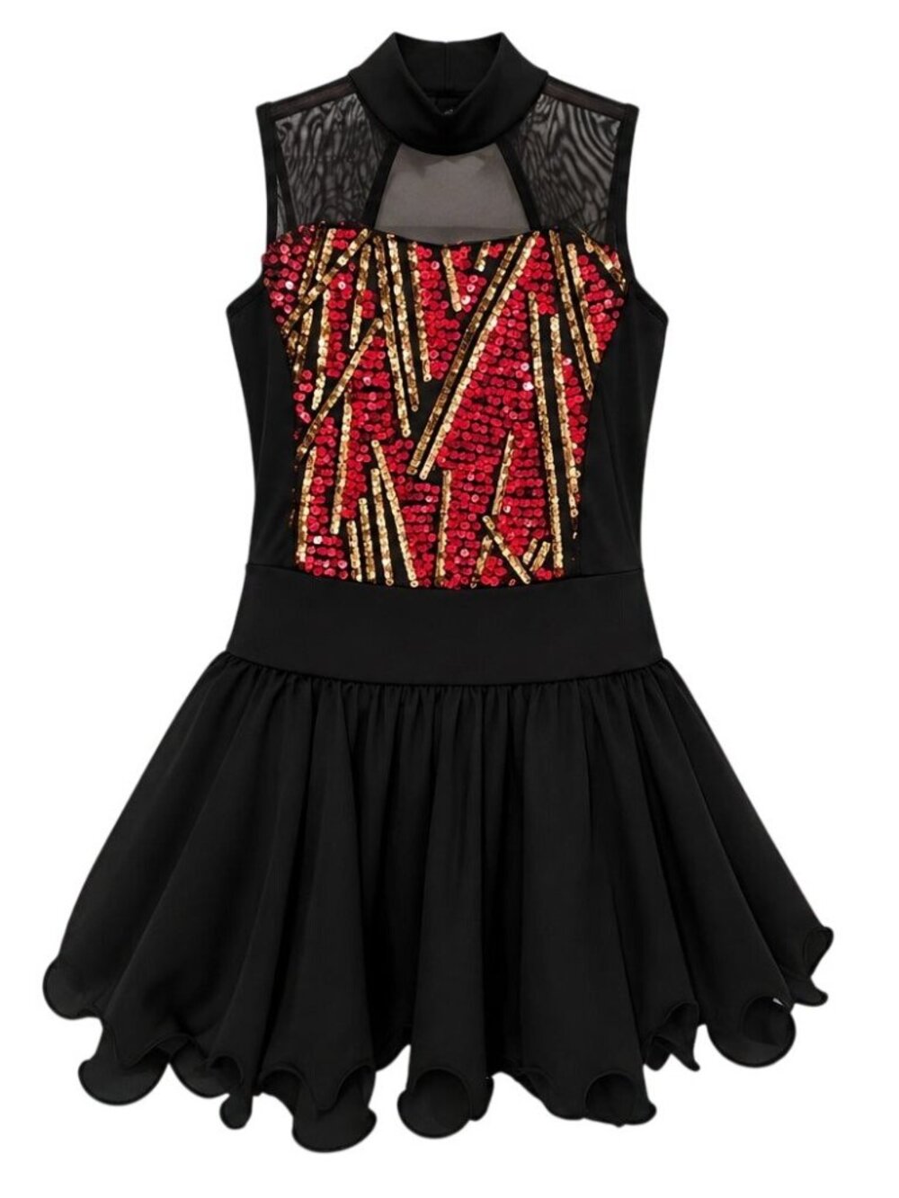 Weissman 12418 Check Me Out Drop Waist Black Red Sequin Flounce Dress Costume SA
